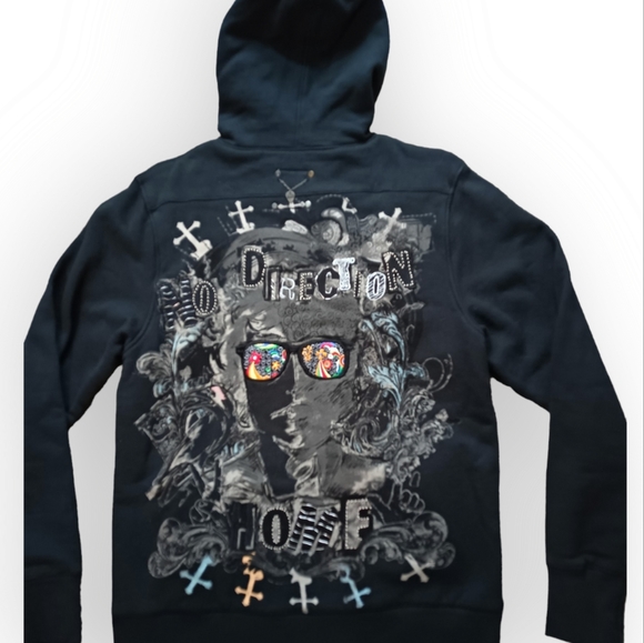 Elvis & Jesus black full zip thick hoodie direction - Picture 1 of 7
